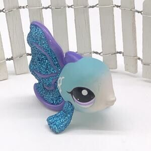 Littlest Pet Shop Two Tone Blue Angel Fish #1378 Brown Eyes